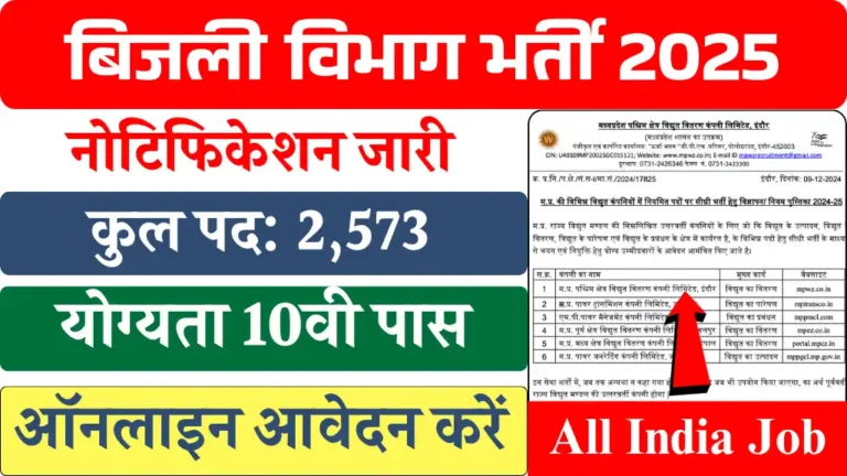 Bijali Vibhag Bharti: बिजली विभाग में 2573 पदों पर बंपर भर्ती का आवेदन शुरू, 10वी पास अप्लाई करें