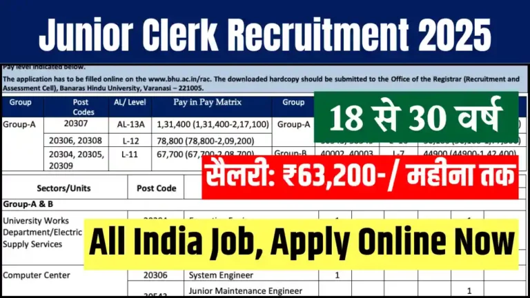 Junior Clerk Vacancy 2025: नोटिफिकेशन जारी, योग्यता, सैलरी, आवेदन प्रक्रिया यहाँ देखें